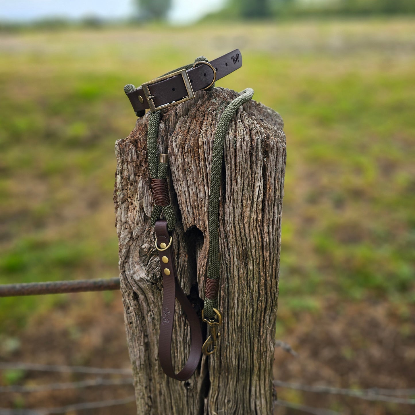 Army Green & Dark Brown - Classic Rope Dog Lead