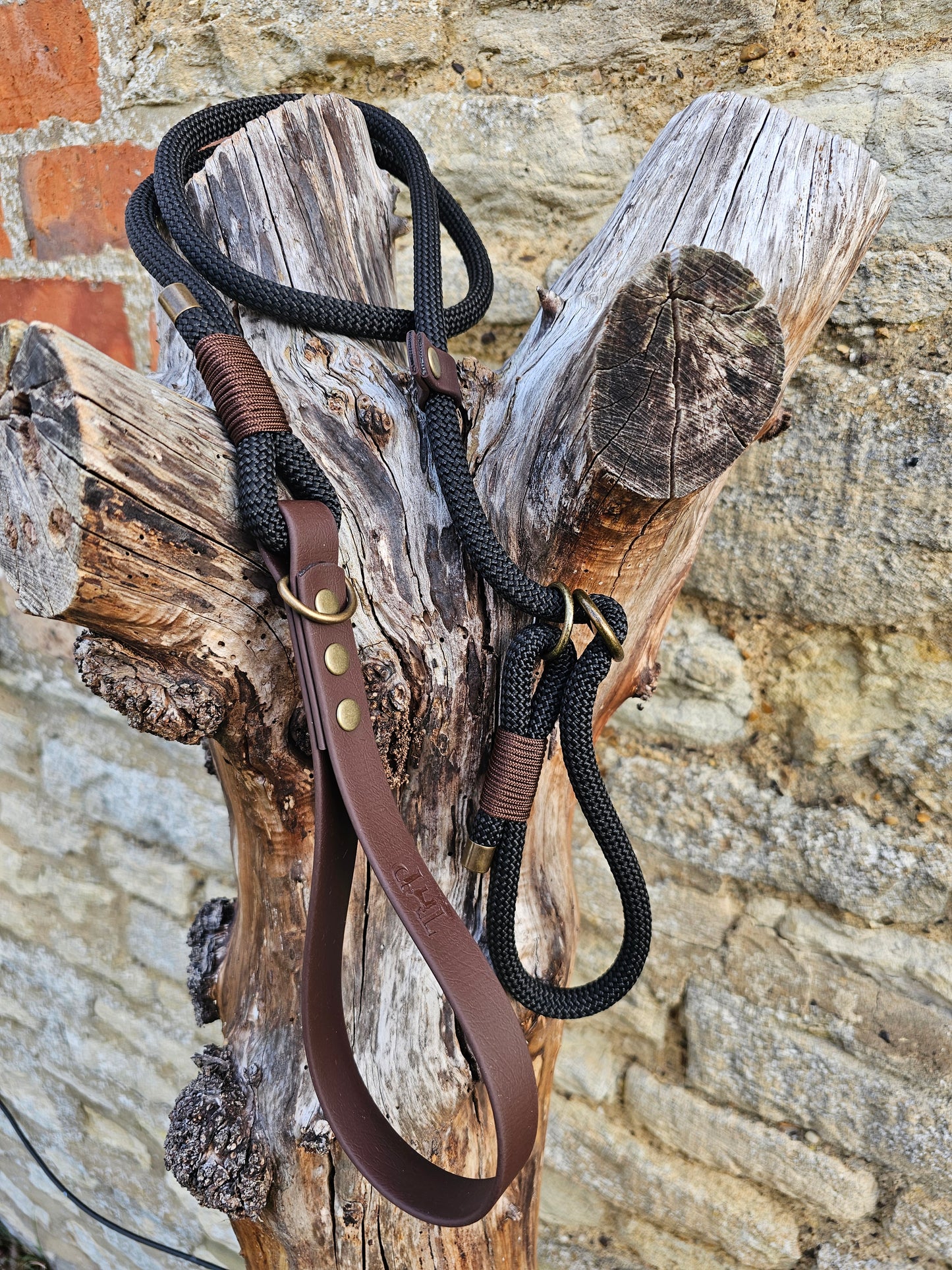 Black & Dark Brown - Classic Rope Slip Lead / Figure 8 Dog Lead