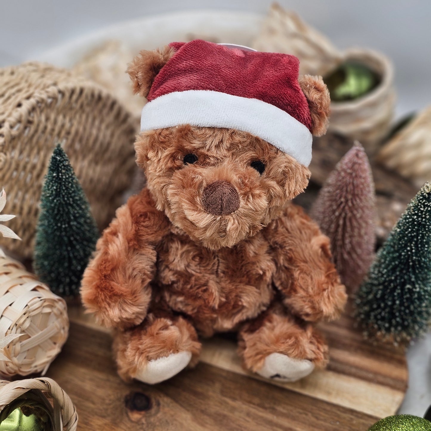 Curly Christmas Teddy Plush Dog Toy