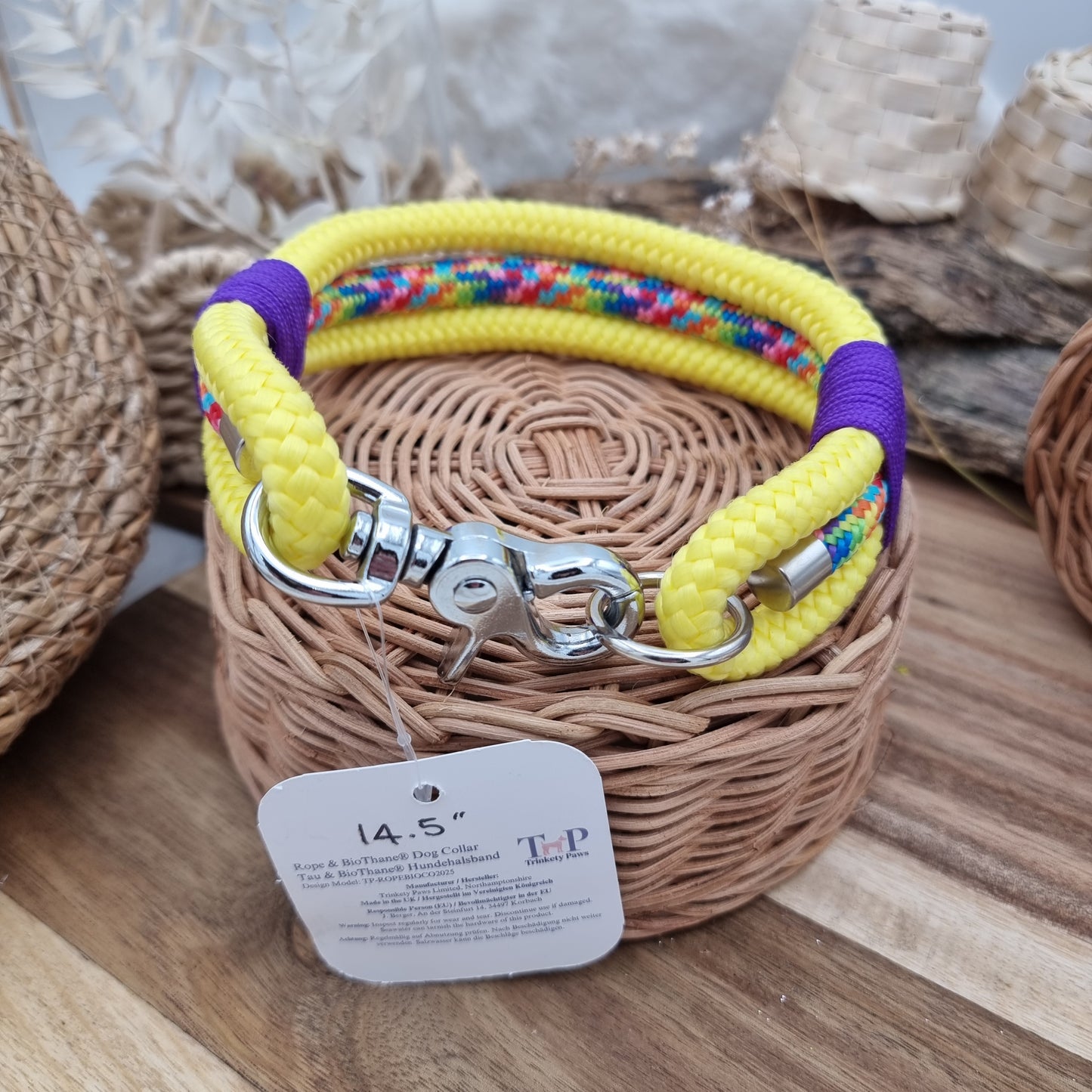 Rope Dog Collar - Copper - (Fits Neck Size 13" - Range M)