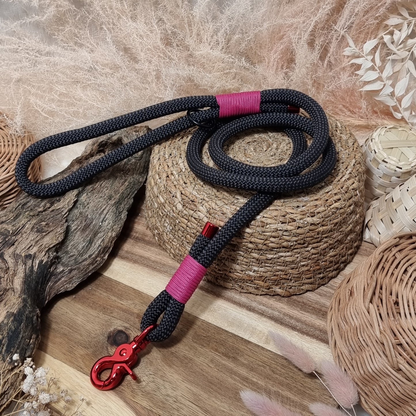 Black / Red (120cm length) Rope Dog Lead