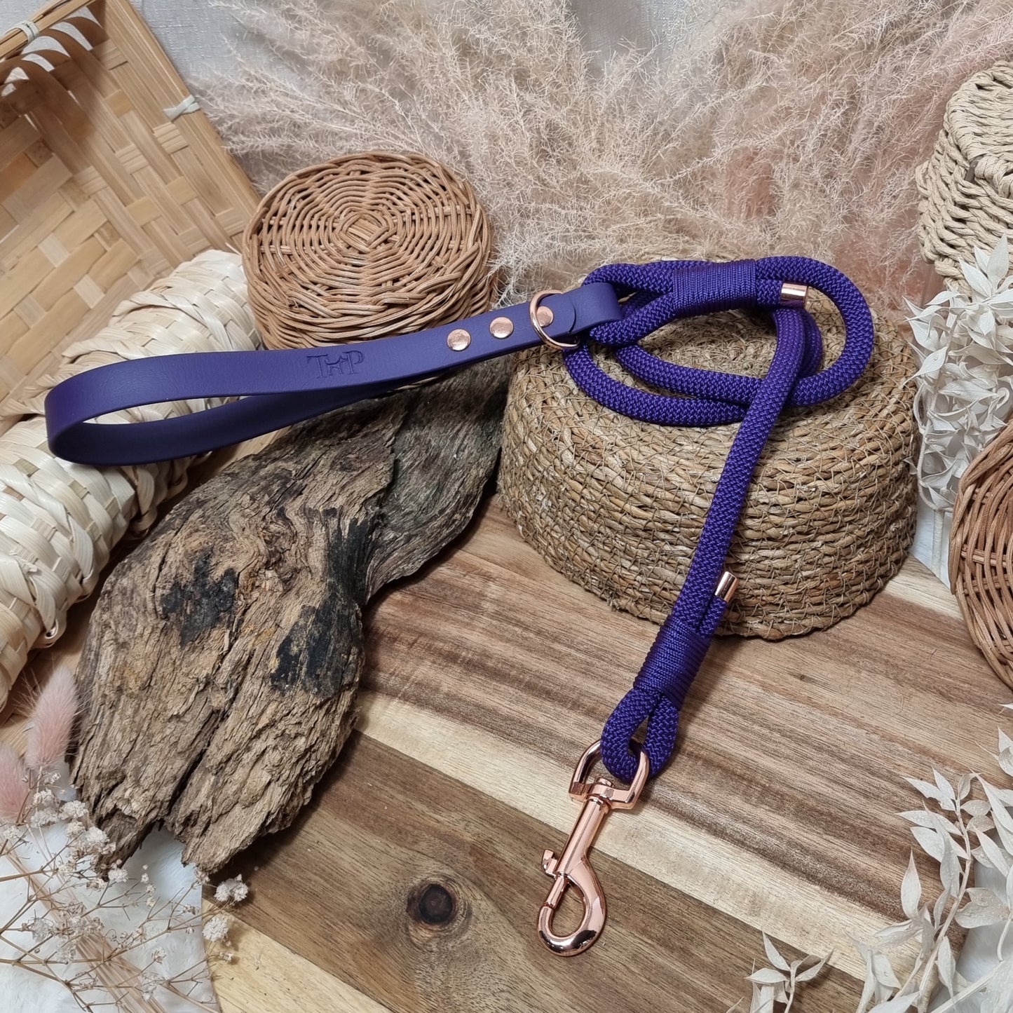 Purple RG (120cm length) Rope Biothane Dog Lead