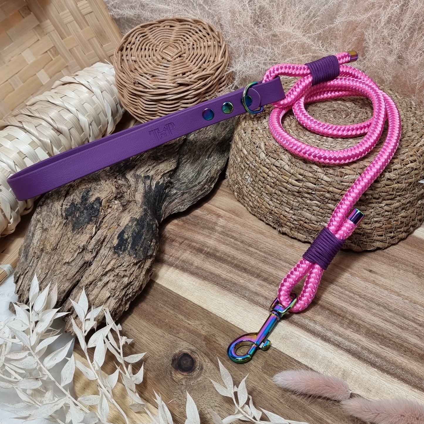 Pink/WarmPurple RB (120cm length) Rope Biothane Dog Lead