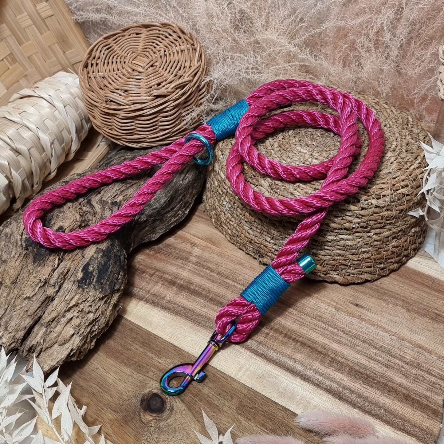 Twisted Pink RB (120cm length) Rope Dog Lead