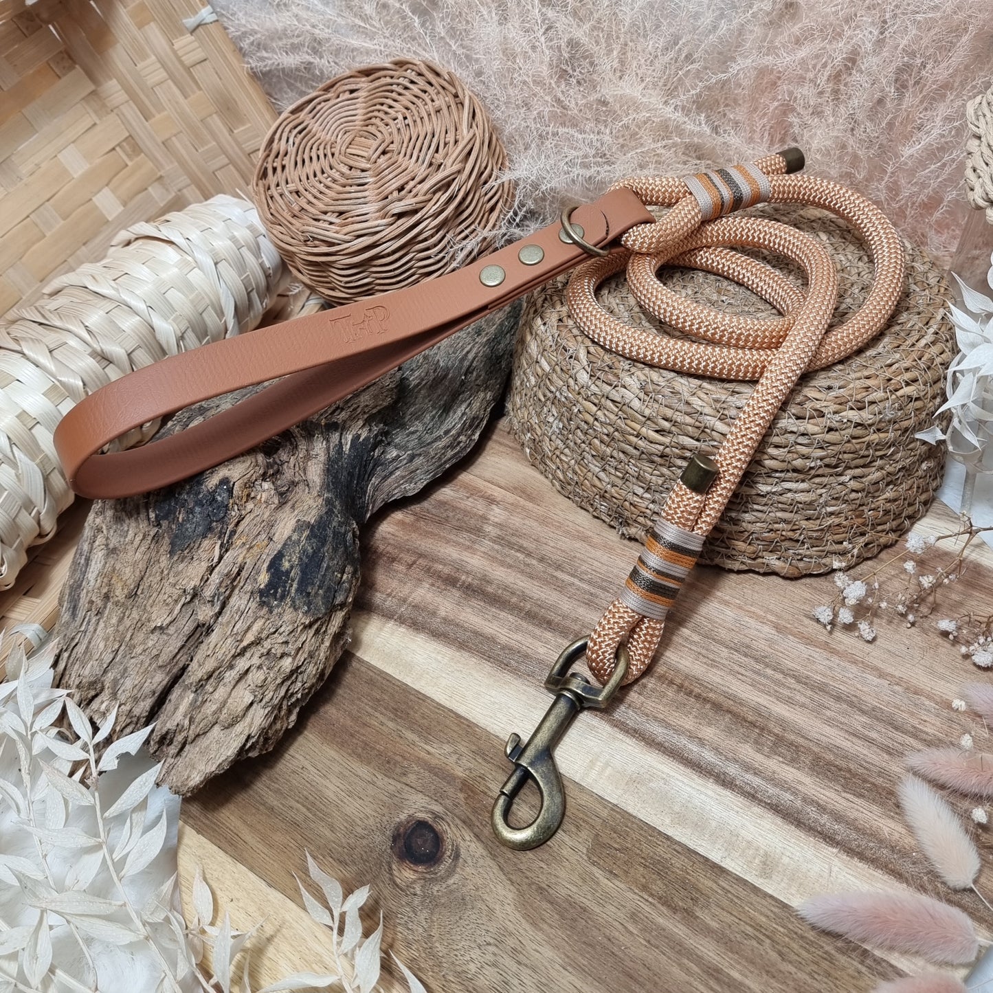 Copper / Tan (120cm length) Rope Biothane Dog Lead
