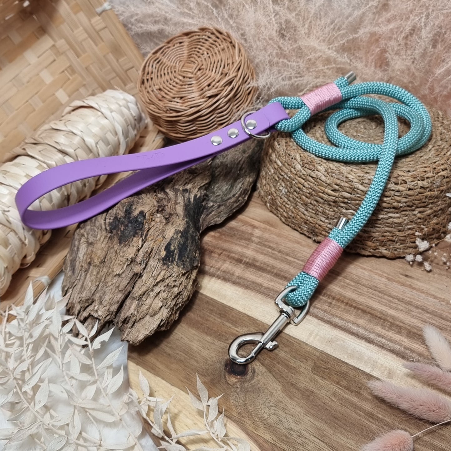 Seagreen & Amethyst SI - (120cm length) Rope Biothane Dog Lead