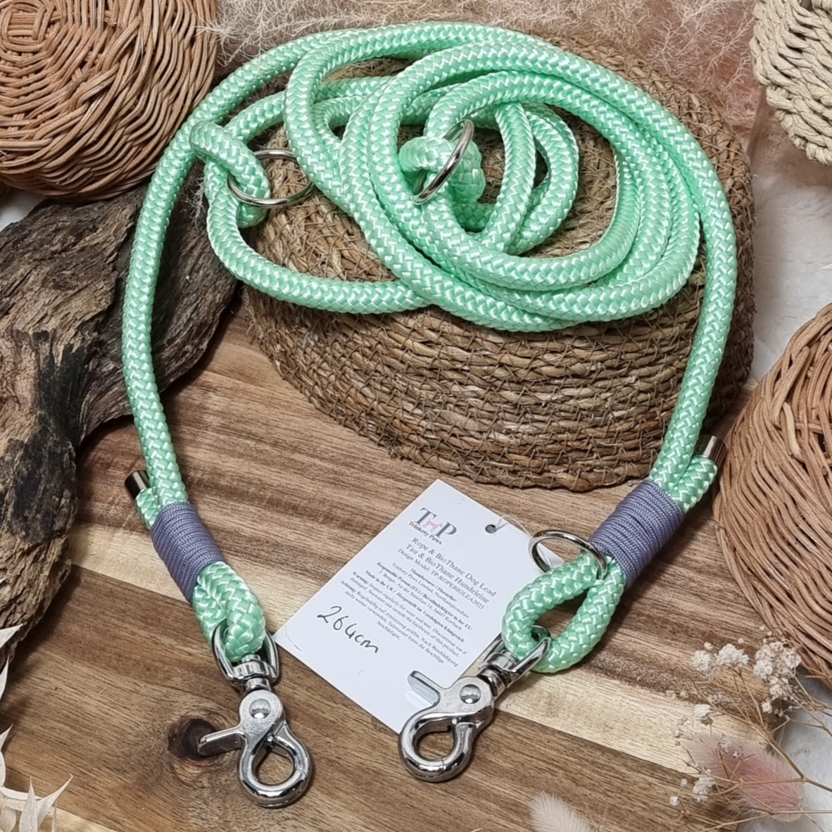 Mint - 265cm length Rope Training Lead