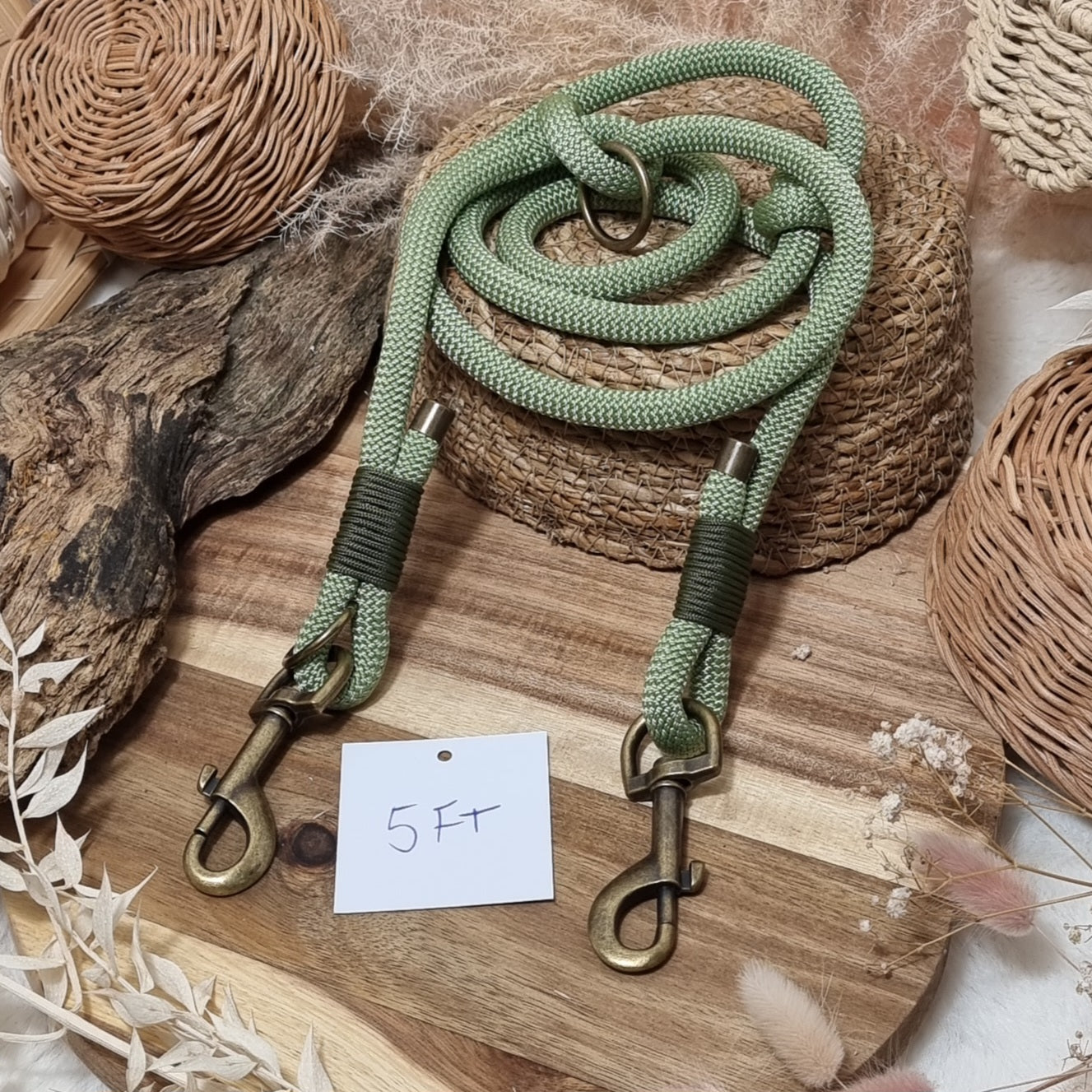 Avocado Green - 150cm length Rope Training Lead