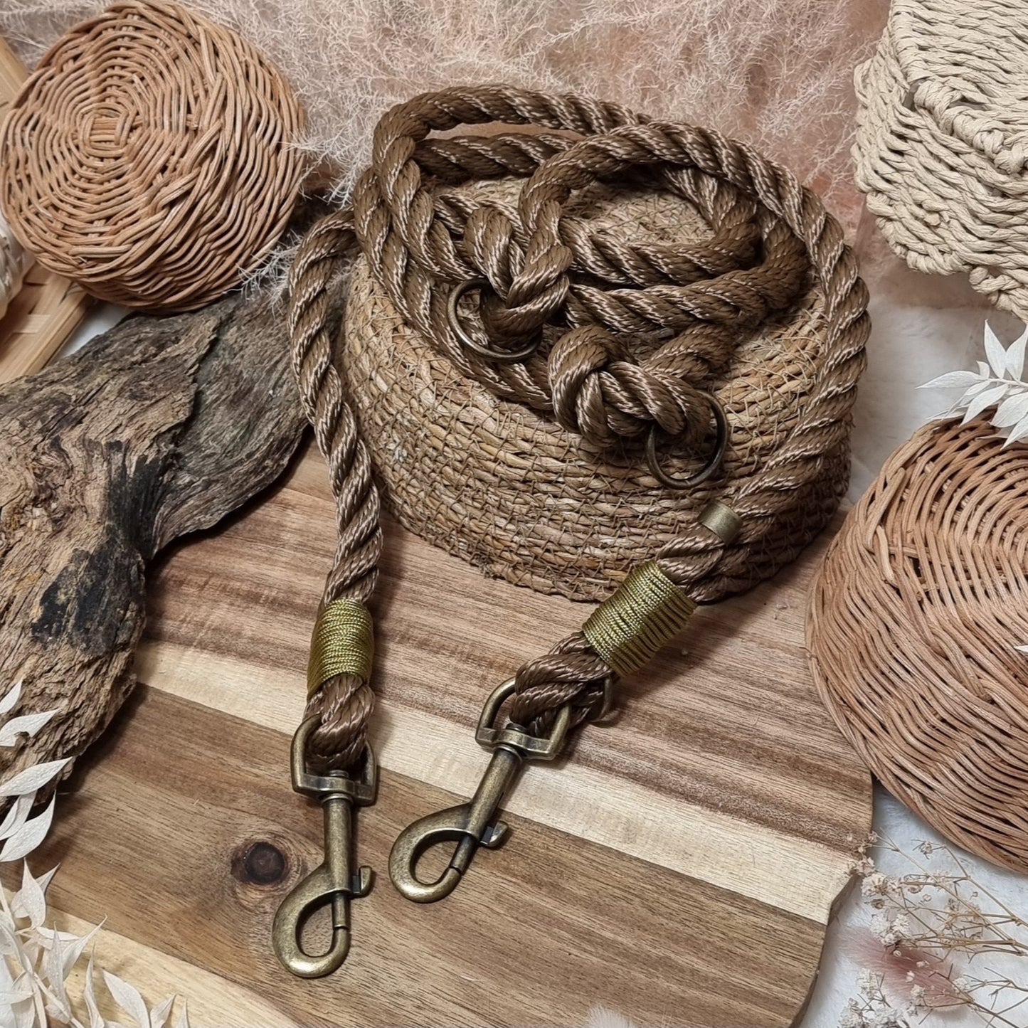 Brown Twisted AB - 180cm (6ft) length Rope Training Lead