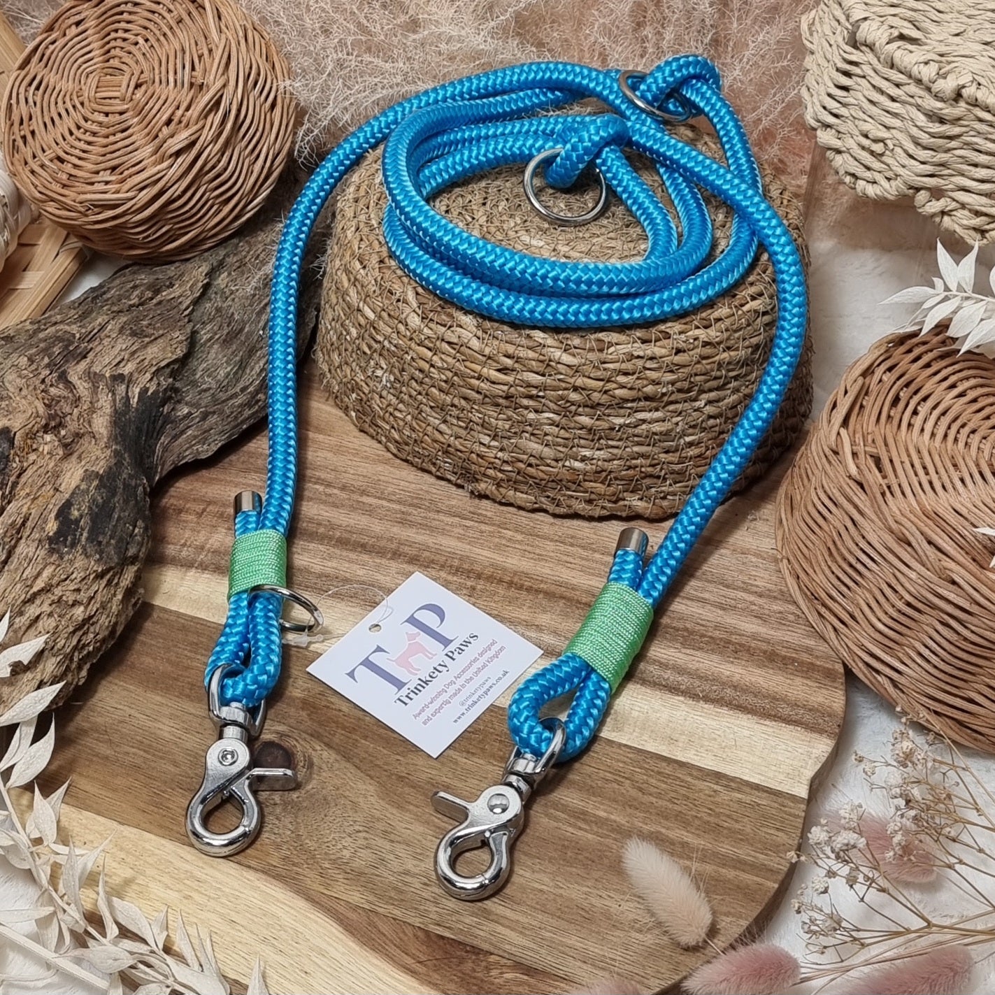 Blue & Green - 180cm (6ft) length Rope Training Lead