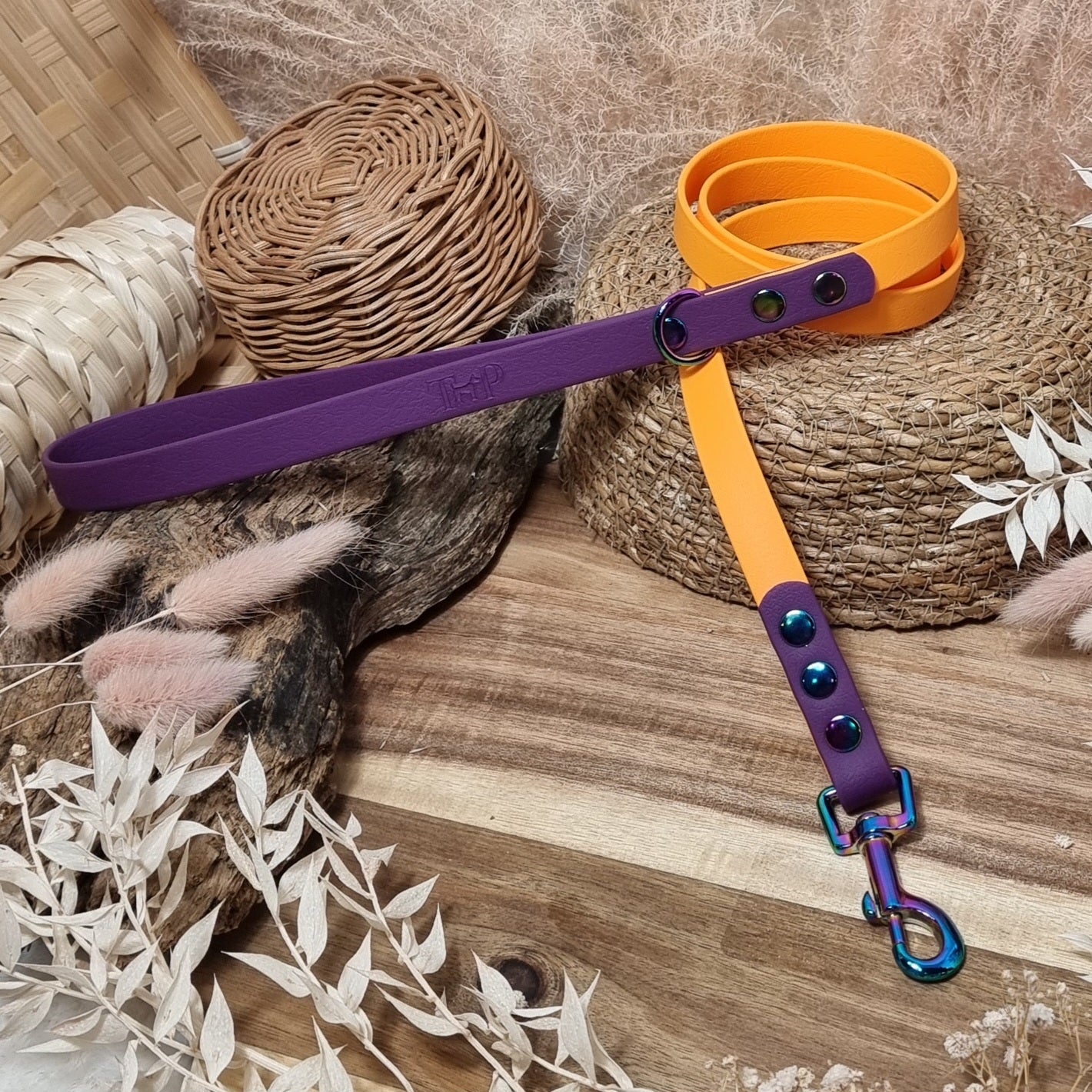 Orange & Warm Purple RB - (120cm length / Slim) Biothane Dog Lead
