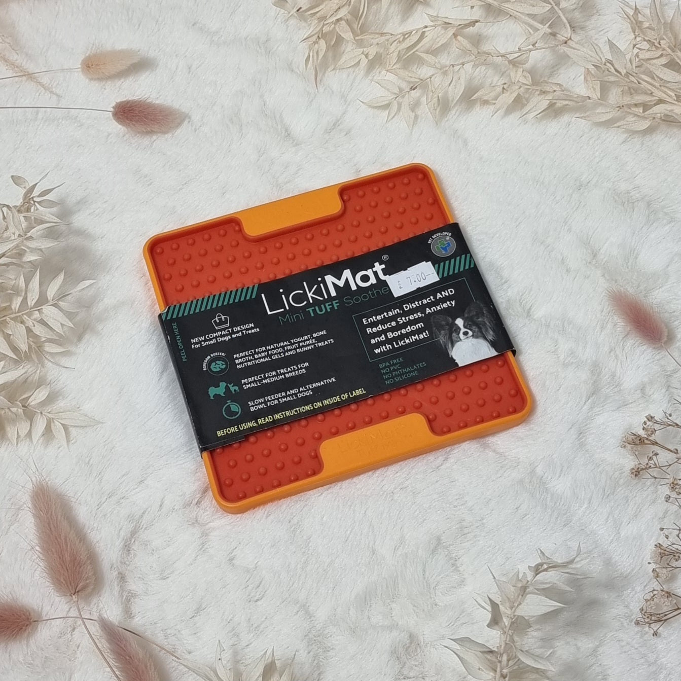 Lickimat Mini Tuff Mat - Orange *great for small dogs and cats