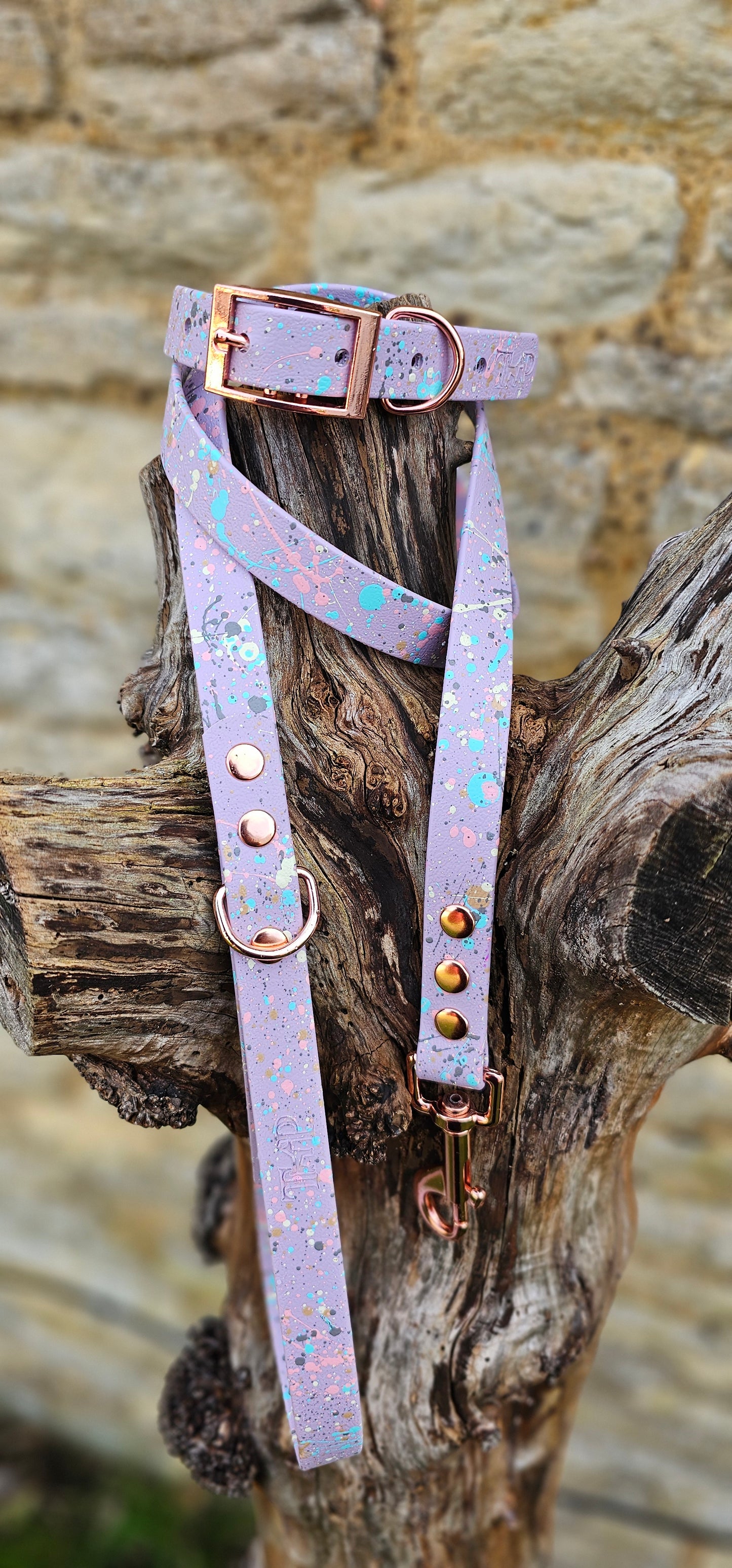 Lilac - Waterproof BioThane© Pastel Splatter Dog Lead