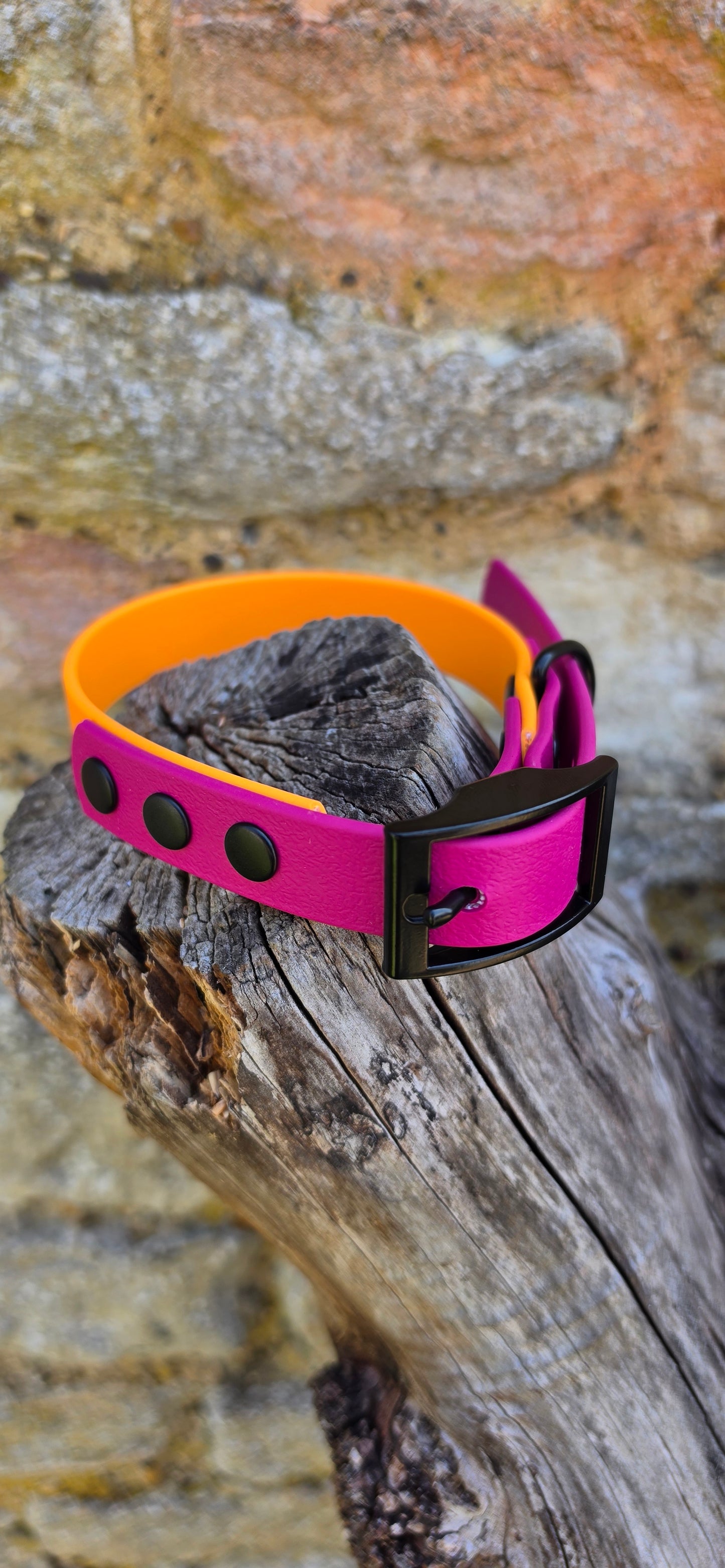 Orange & Magenta - Waterproof BioThane© two-coloured Dog Collar