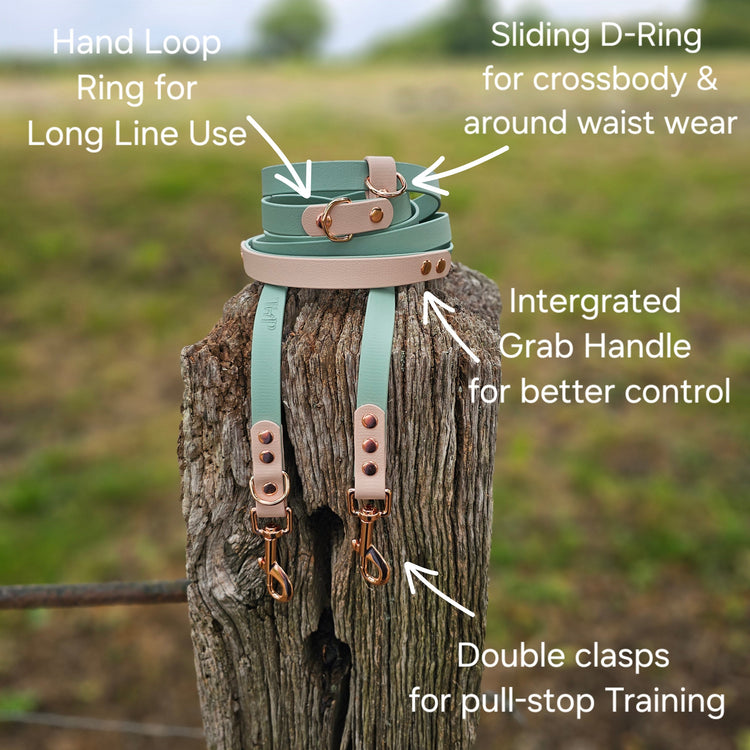 Waterproof BioThane® handsfree Dog Training Leads