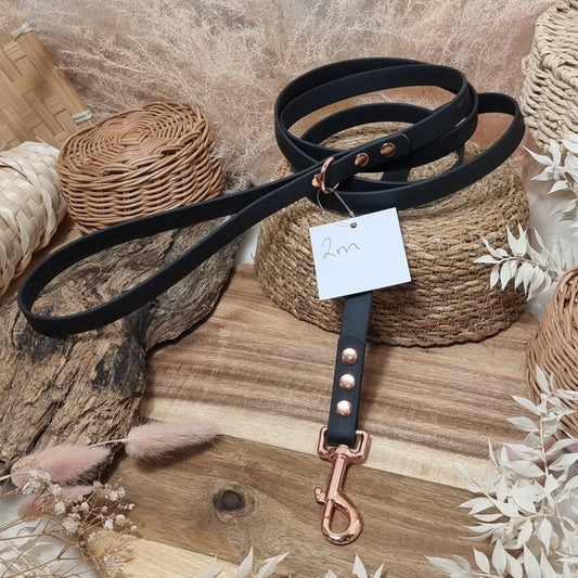 Black - (200cm length / Slim) Waterproof Webbing Dog Lead