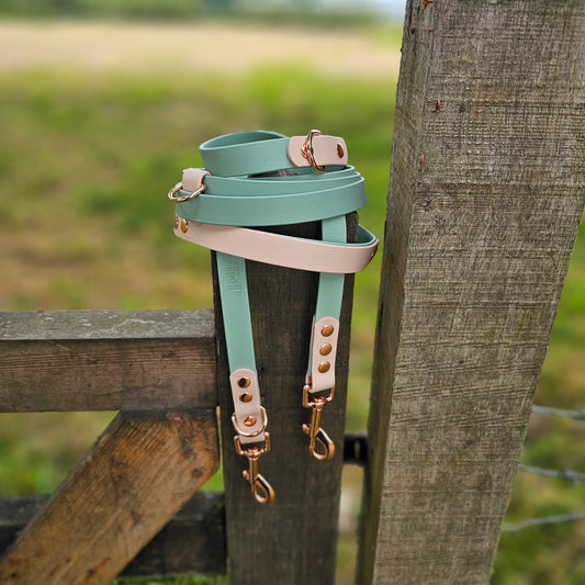 Sage & Powder Pearl - Waterproof BioThane© handsfree Dog Training Lead