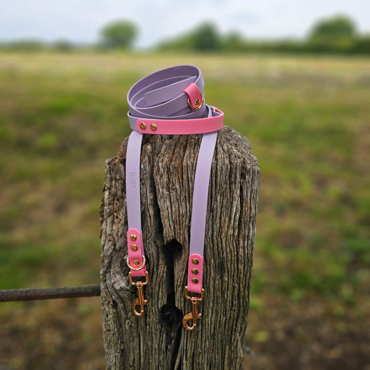 Lilac & Baby Pink - Waterproof BioThane© handsfree Dog Training Lead