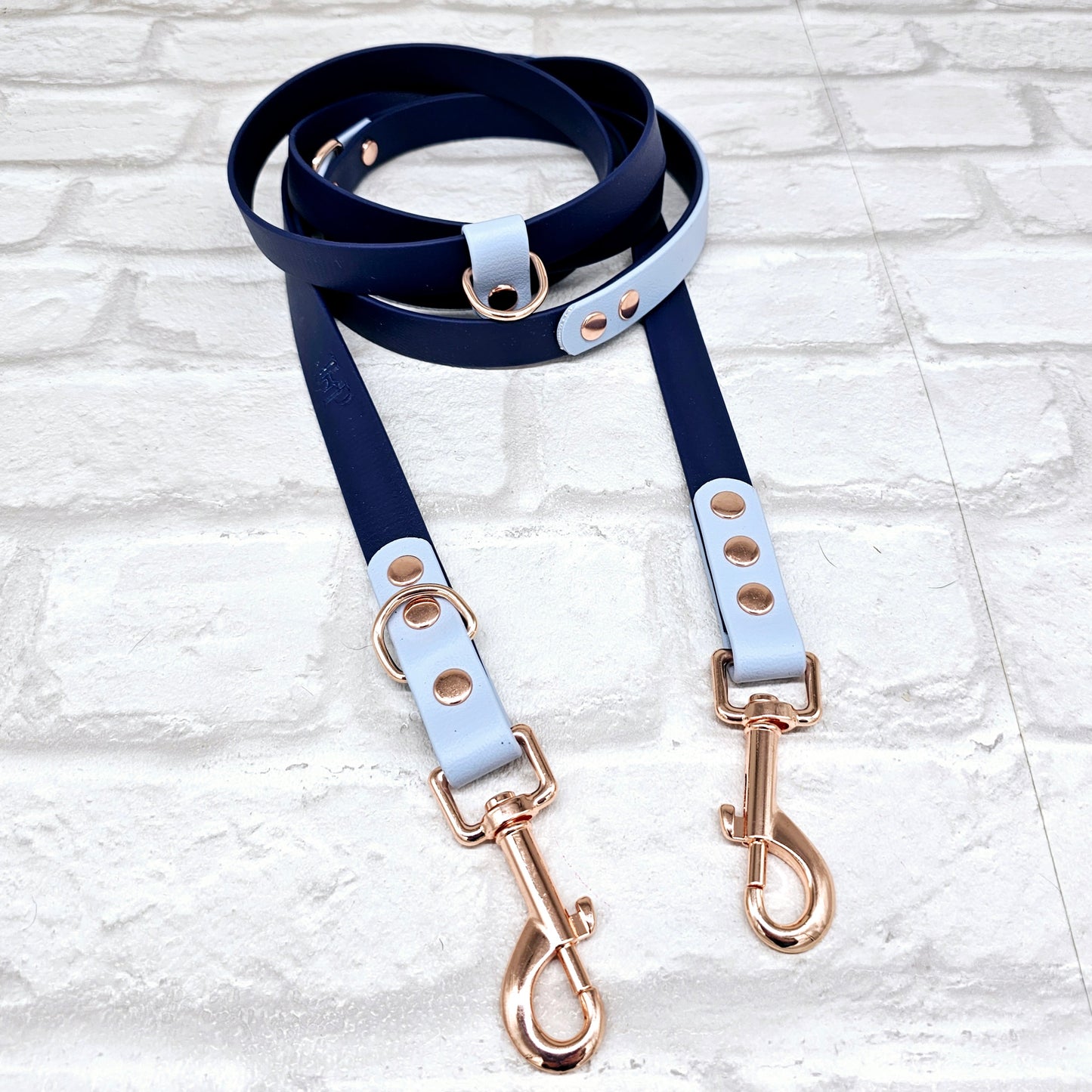 Navy & Baby Blue - Waterproof BioThane© handsfree Dog Training Lead