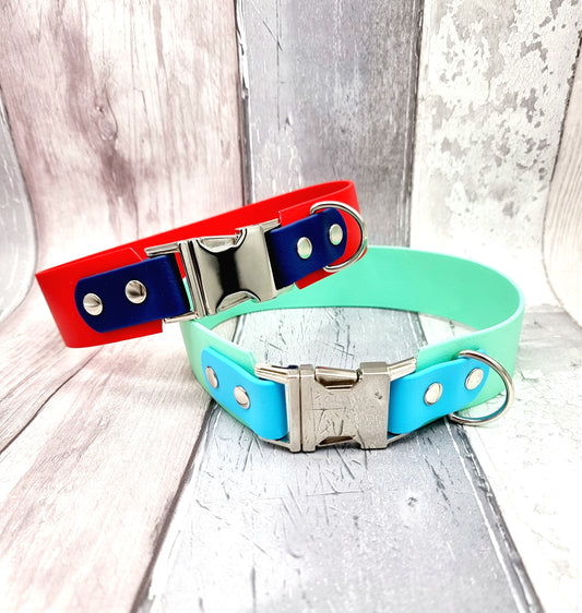 Waterproof BioThane© two-coloured Quick Release Dog Collar - Design Your Own