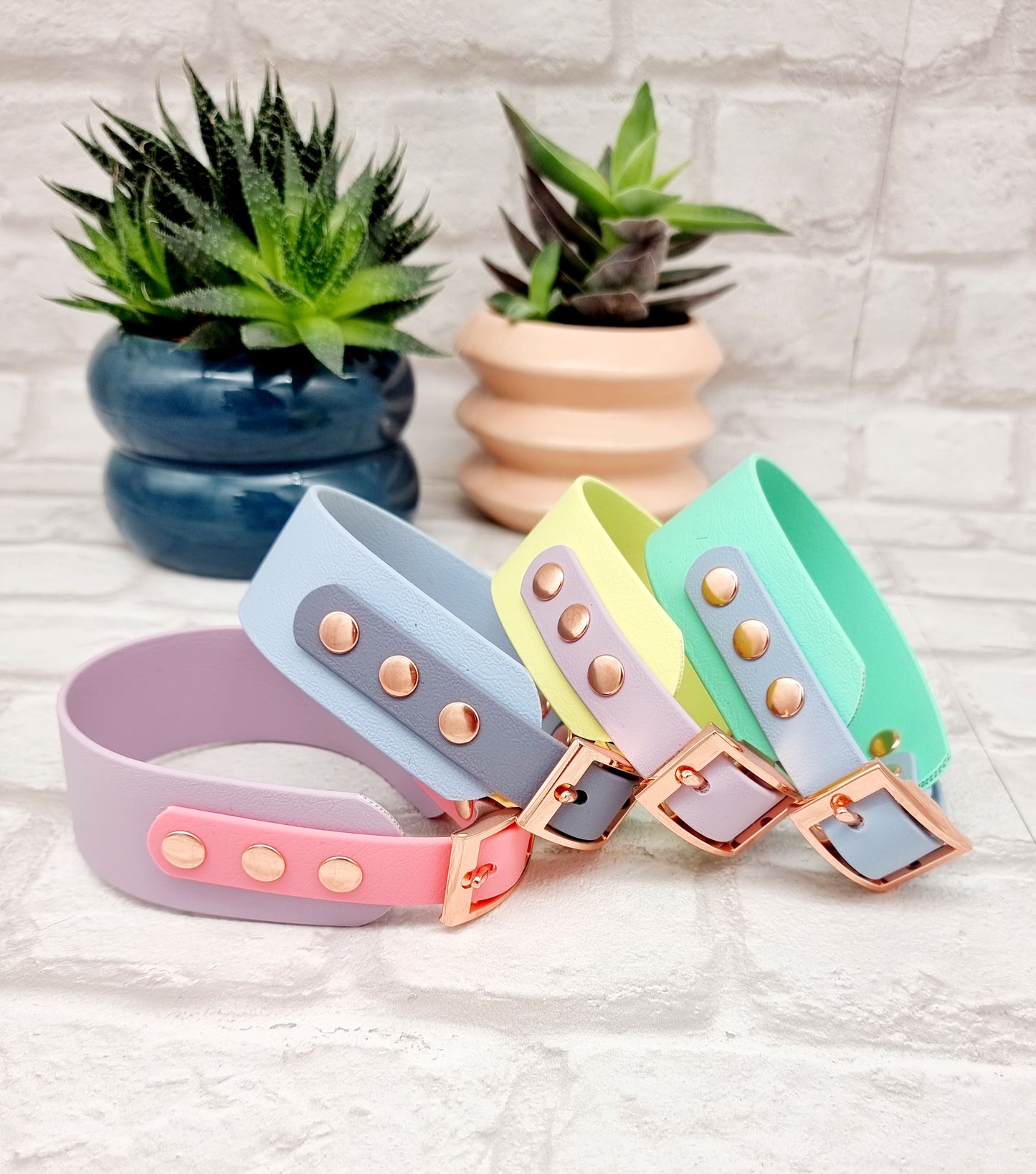 Waterproof BioThane© two-coloured Sighthound wide-fit Dog Collar - Design Your Own