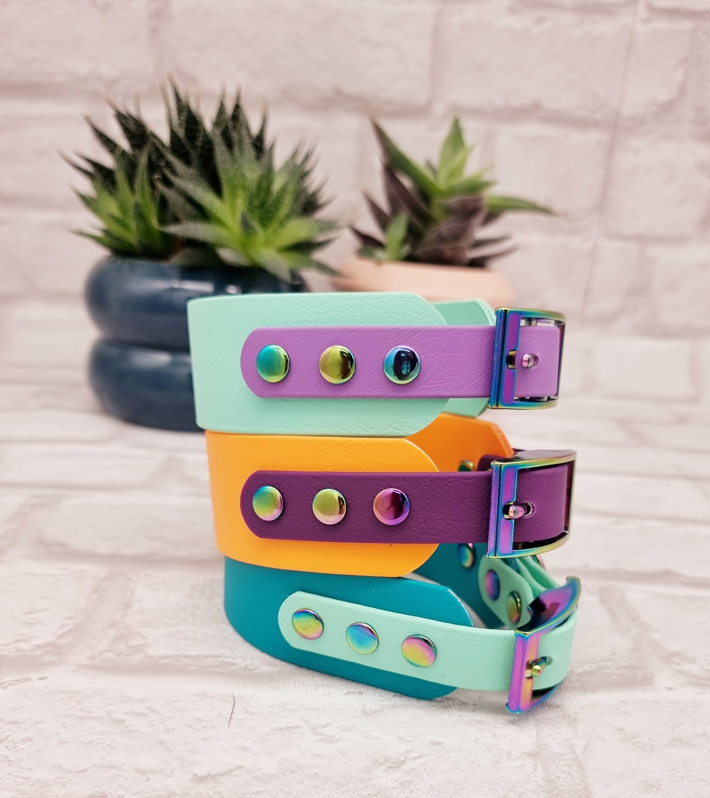 Waterproof BioThane© two-coloured Sighthound wide-fit Dog Collar - Design Your Own