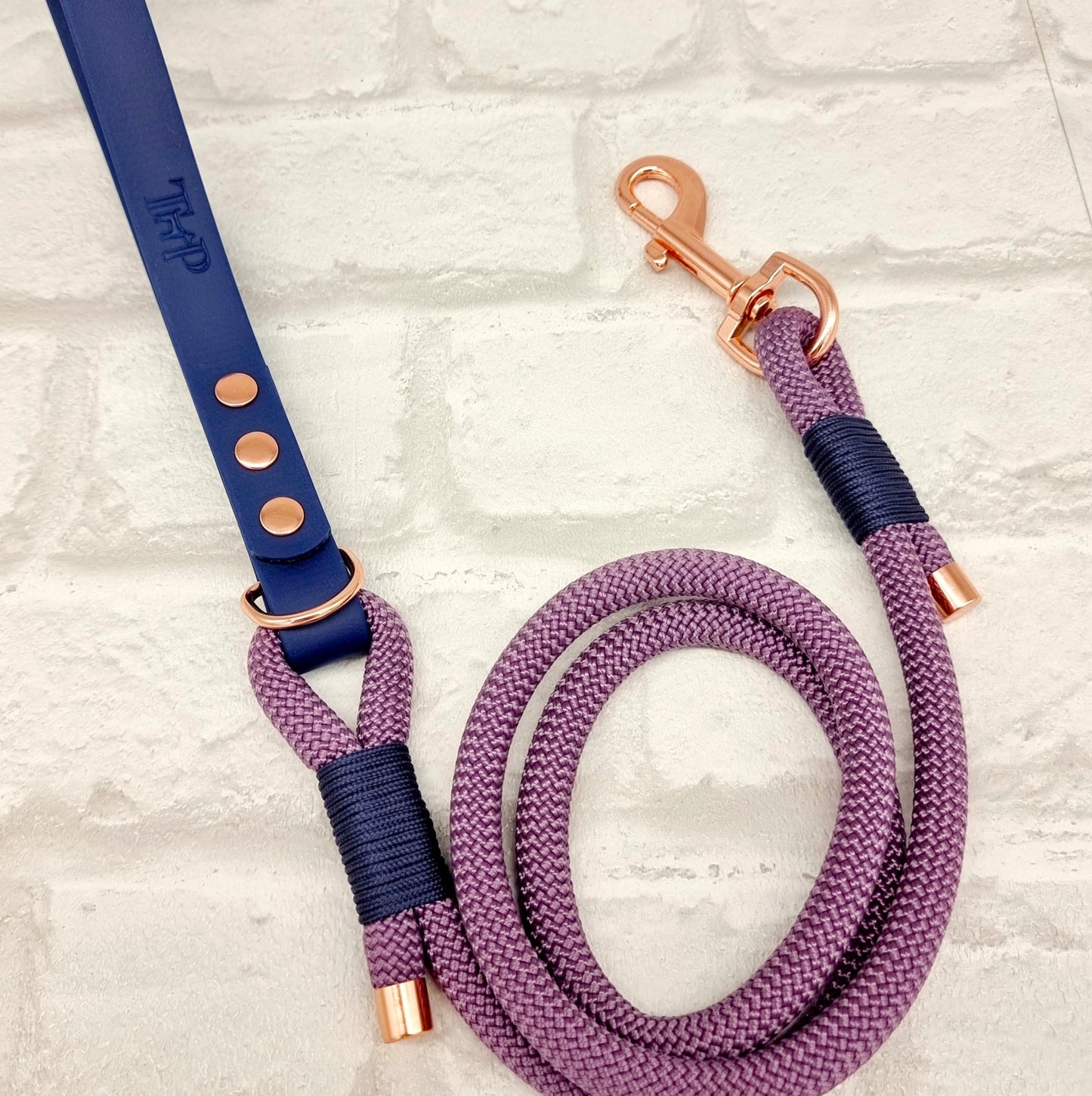 Mauve & Navy - Classic Rope Dog Lead