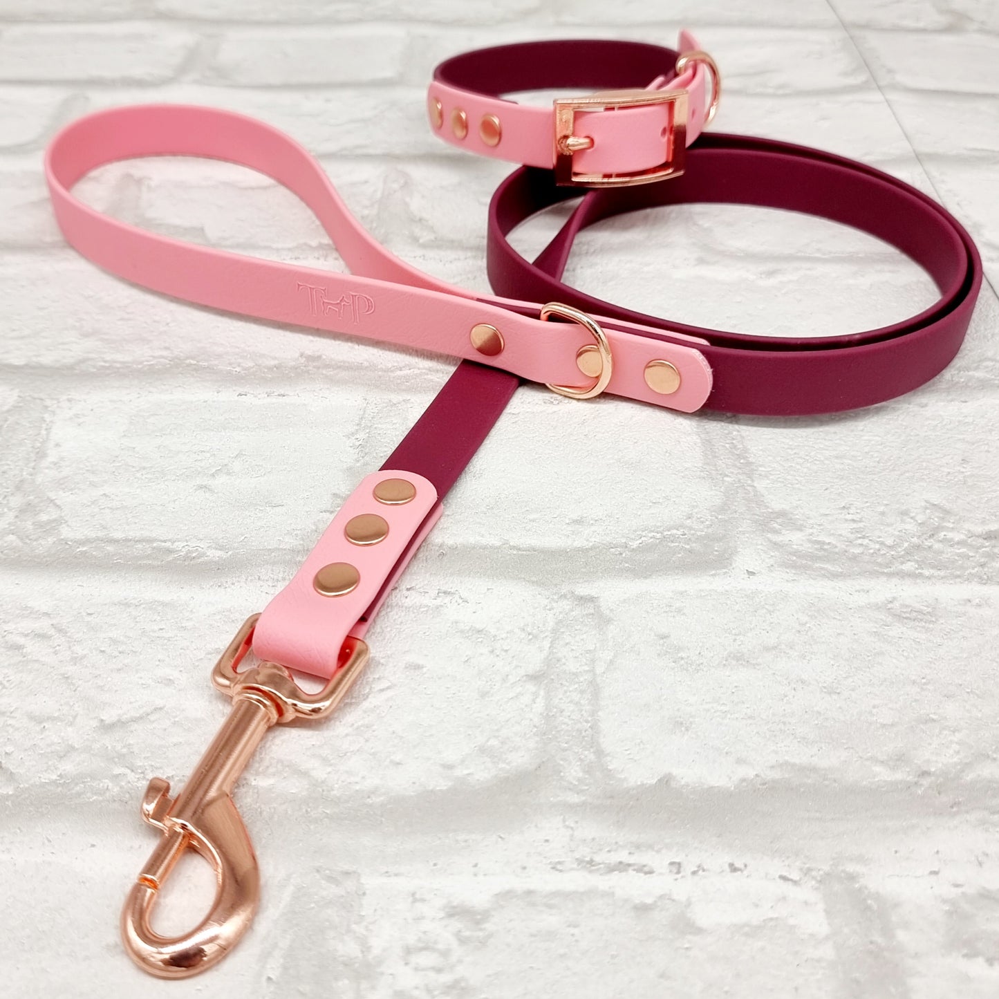 Burgundy & Baby Pink - Waterproof BioThane© Dog Lead