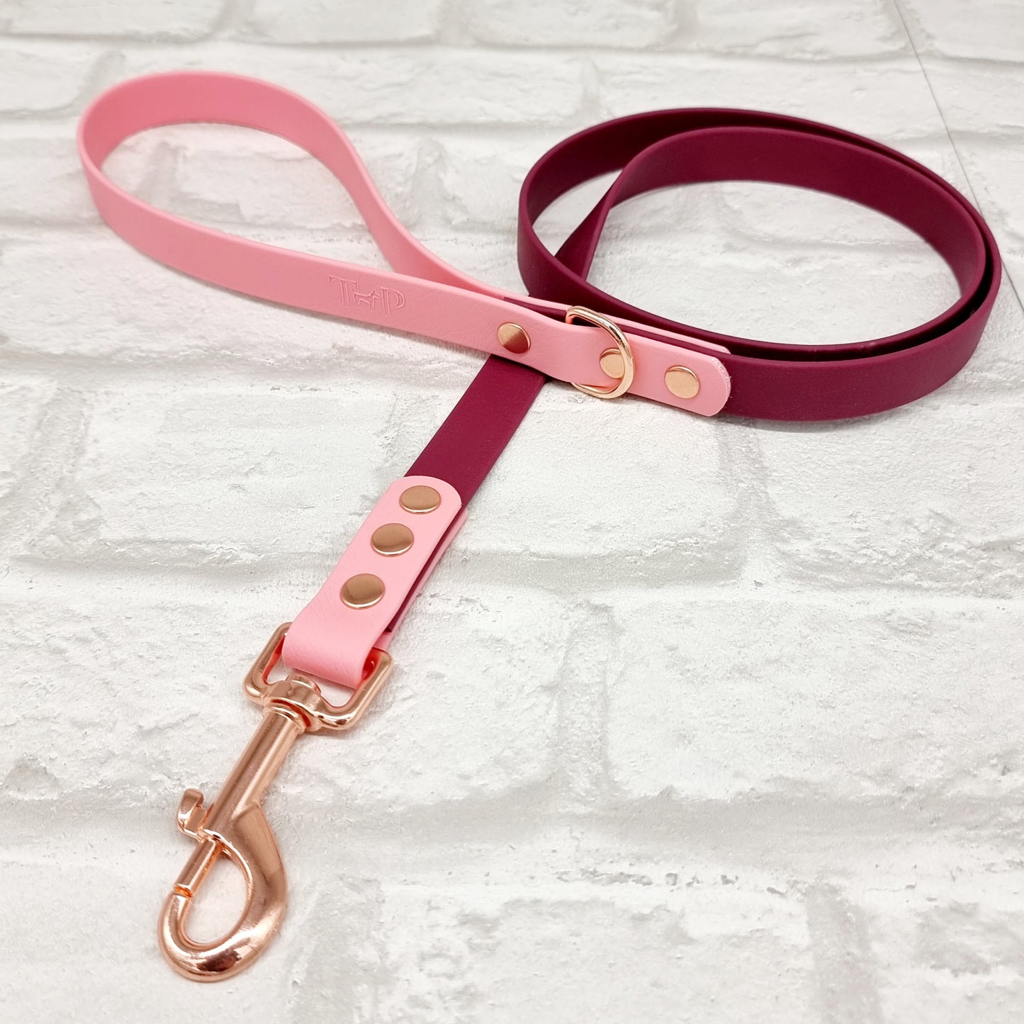 Burgundy & Baby Pink - Waterproof BioThane© Dog Lead