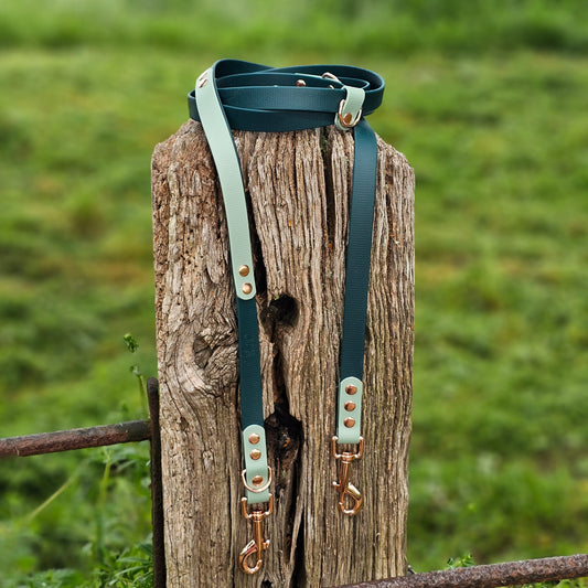 Dark Green & Sage - Waterproof BioThane© handsfree Dog Training Lead