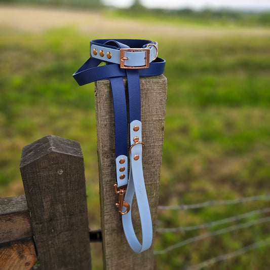 Navy & Baby Blue - Waterproof BioThane© Dog Lead