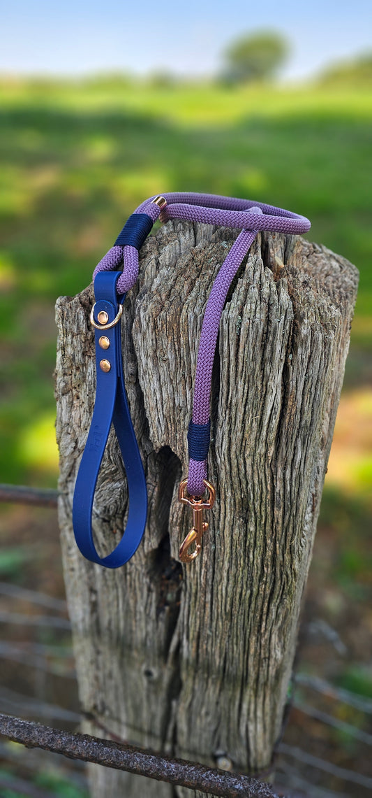 Mauve & Navy - Classic Rope Dog Lead