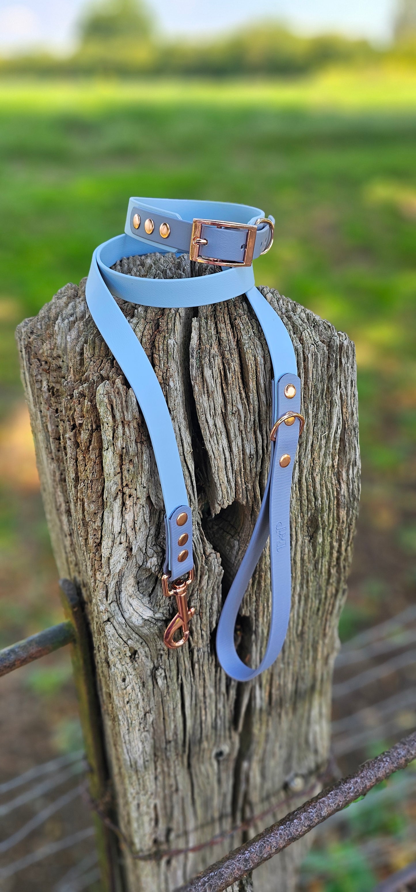 Baby Blue & Grey - Waterproof BioThane© two-coloured Dog Collar