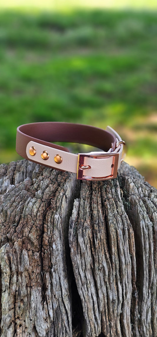 Brown & Powder Pearl - Waterproof BioThane© two-coloured Dog Collar