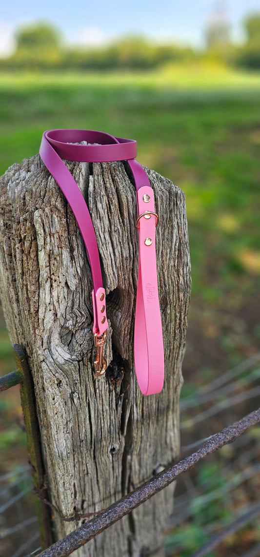 Burgundy & Baby Pink - Waterproof BioThane© Dog Lead