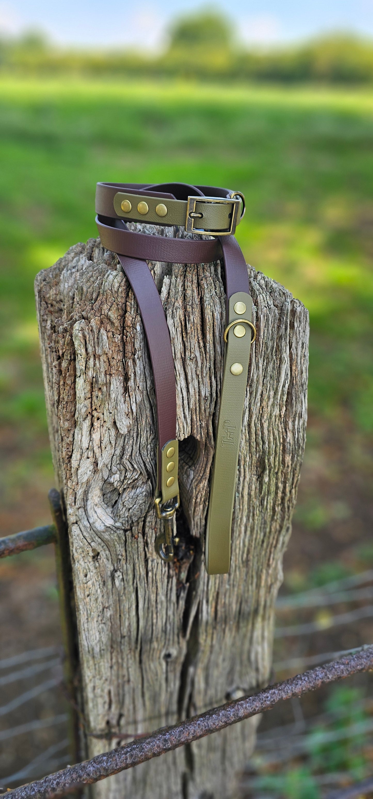 Dark Brown & Olive - Waterproof BioThane© two-coloured Dog Collar