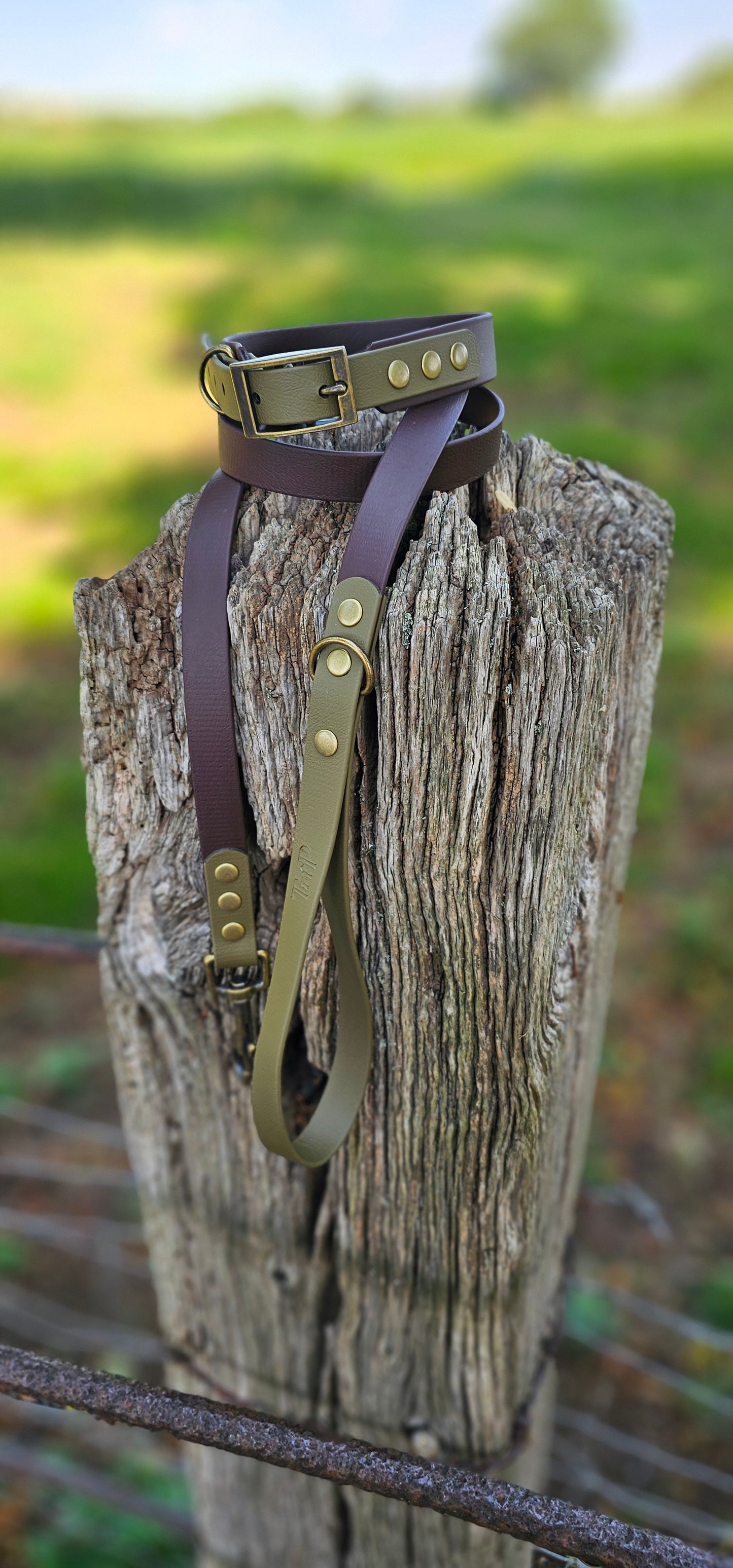Dark Brown & Olive - Waterproof BioThane© two-coloured Dog Collar