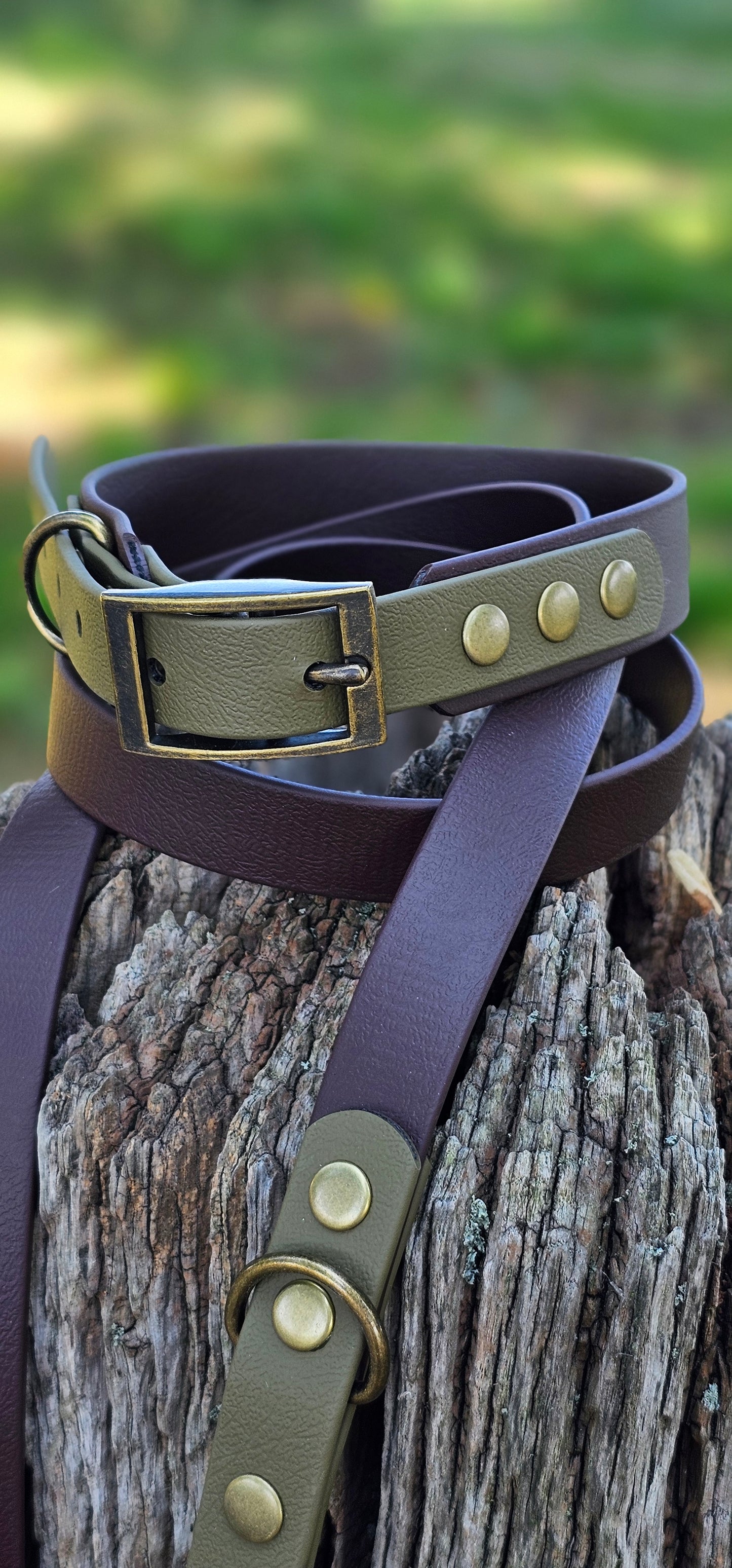 Dark Brown & Olive - Waterproof BioThane© two-coloured Dog Collar