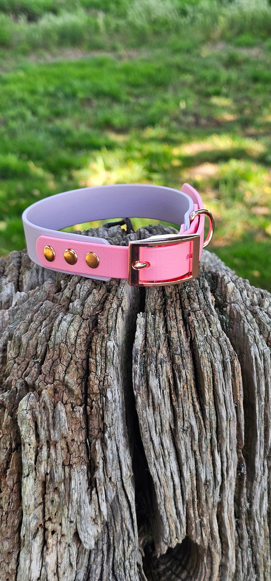 Lilac & Baby Pink - Waterproof BioThane© two-coloured Dog Collar