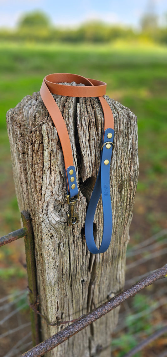 Tan & Navy - Waterproof BioThane© Dog Lead