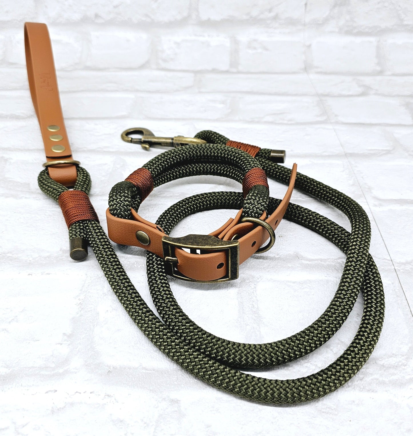 Army Green & Tan - Classic Rope Dog Collar