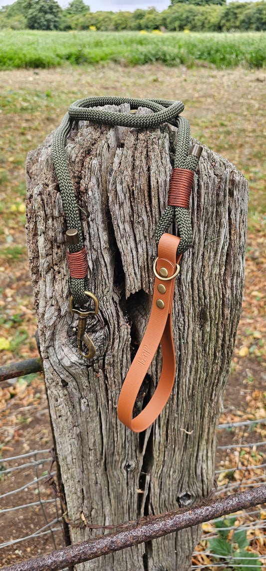 Army Green & Tan - Classic Rope Dog Lead