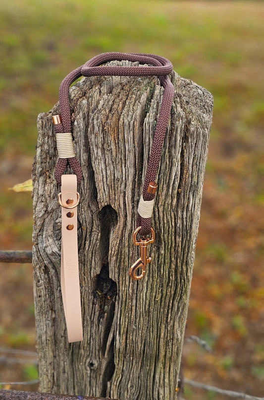 Dark Brown & Powder Pearl - Classic Rope Dog Lead