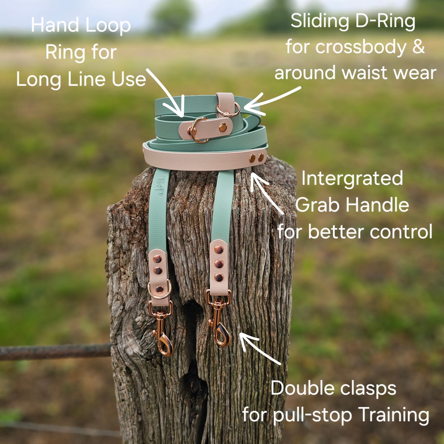 Baby Blue & Grey - Waterproof BioThane© handsfree Dog Training Lead