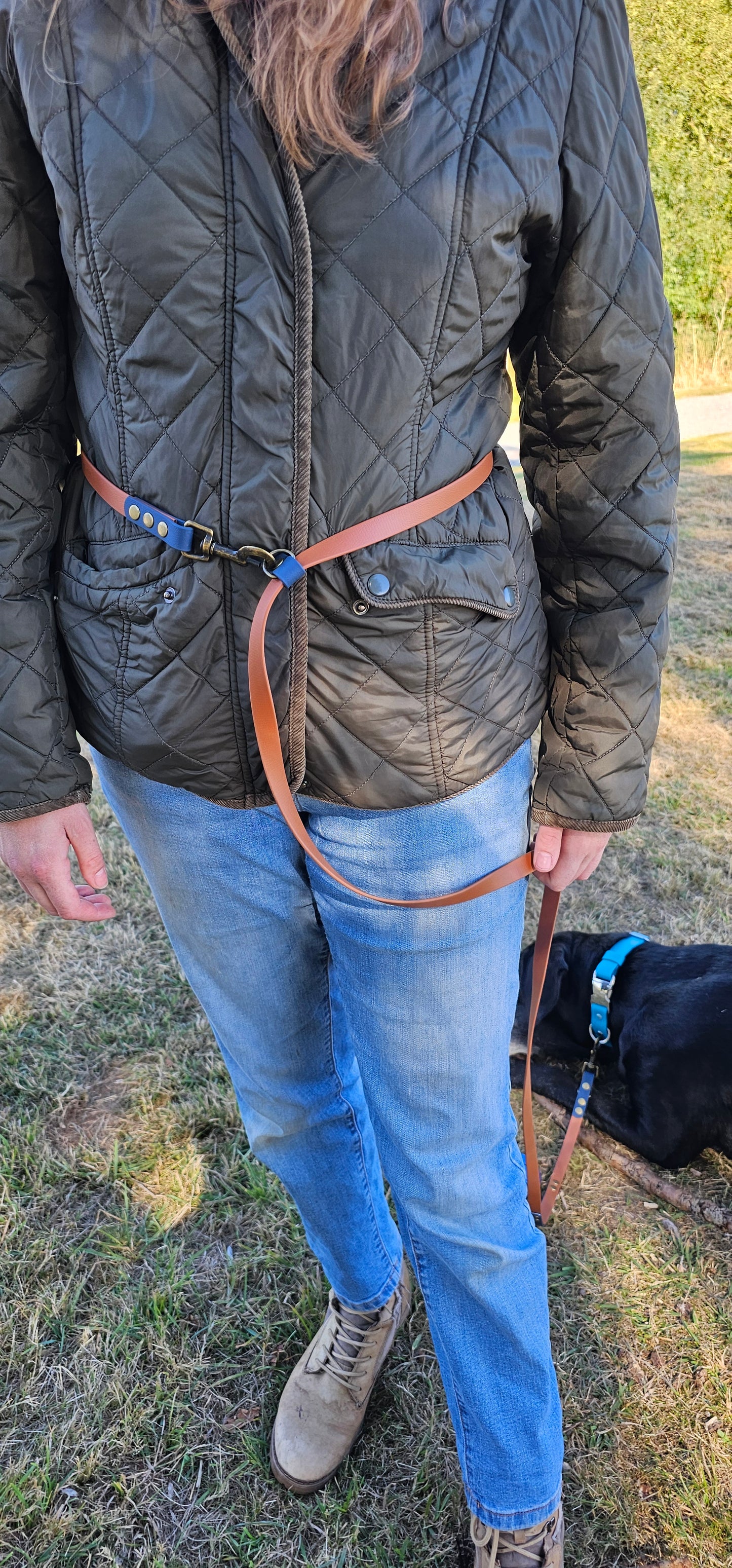 Baby Blue & Grey - Waterproof BioThane© handsfree Dog Training Lead