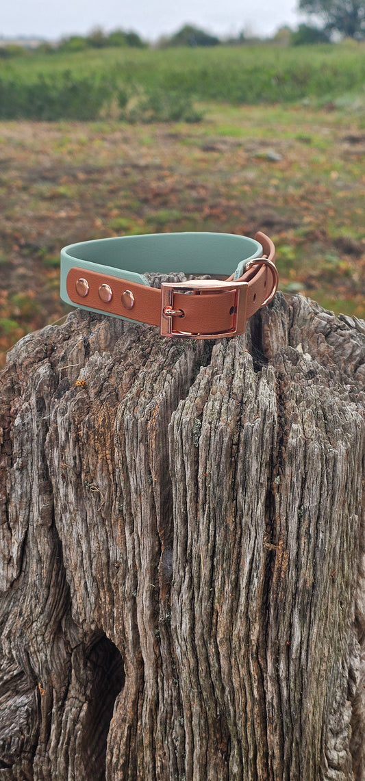 Sage & Tan - Waterproof BioThane© two-coloured Dog Collar