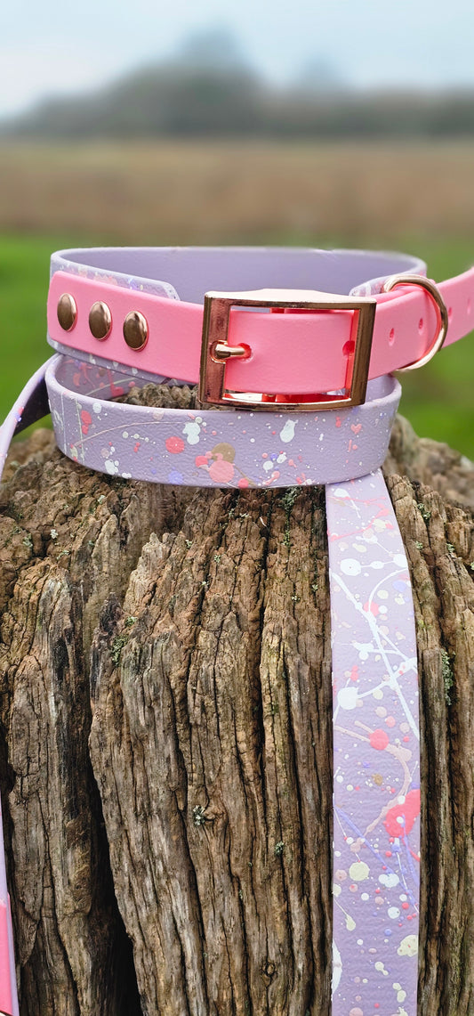 Petal Blossom - Waterproof BioThane© Splatter Dog Collar - Pastel Collection