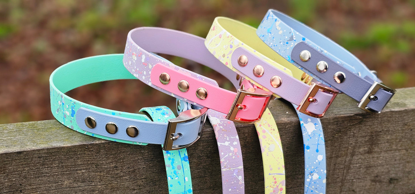 Seabreeze - Waterproof BioThane© Splatter Dog Collar - Pastel Collection