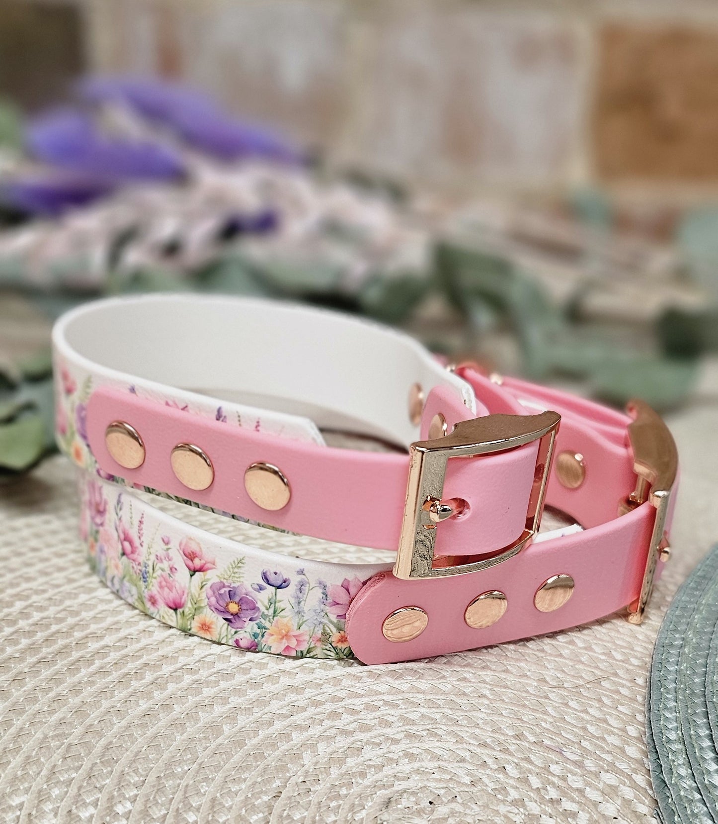 Pink Blossom - Printed Waterproof BioThane© Dog Collar