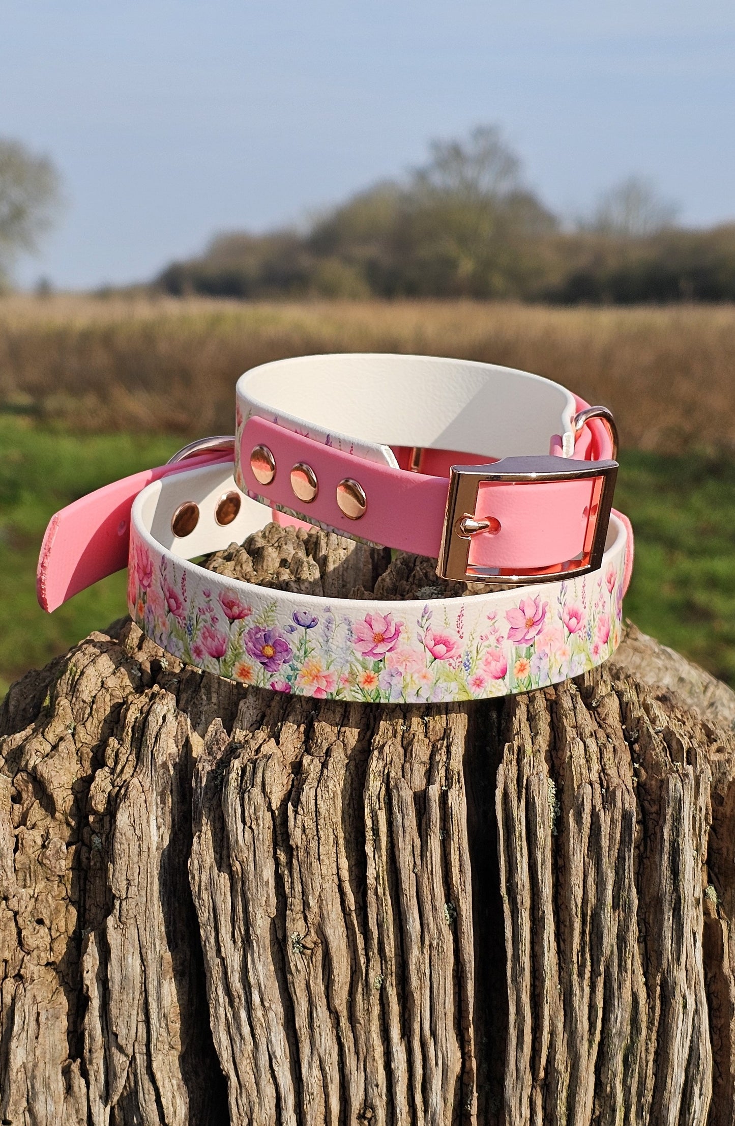 Pink Blossom - Printed Waterproof BioThane© Dog Collar